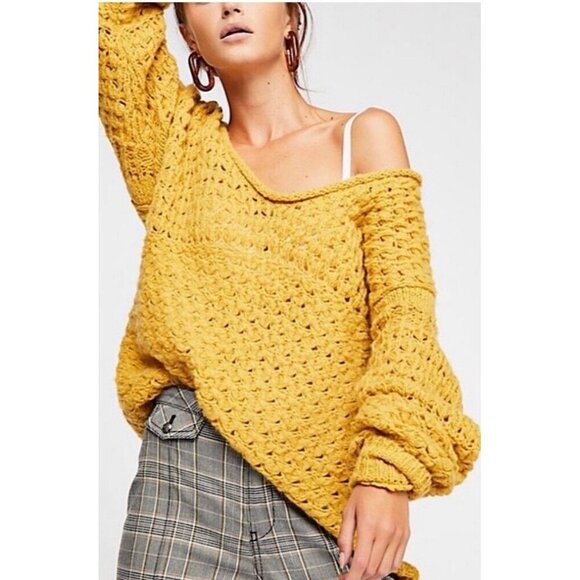 Free People Sweaters - Free People Crashing Waves Open Knit Pullover Women’s Sweater Medium Boho Gypsy